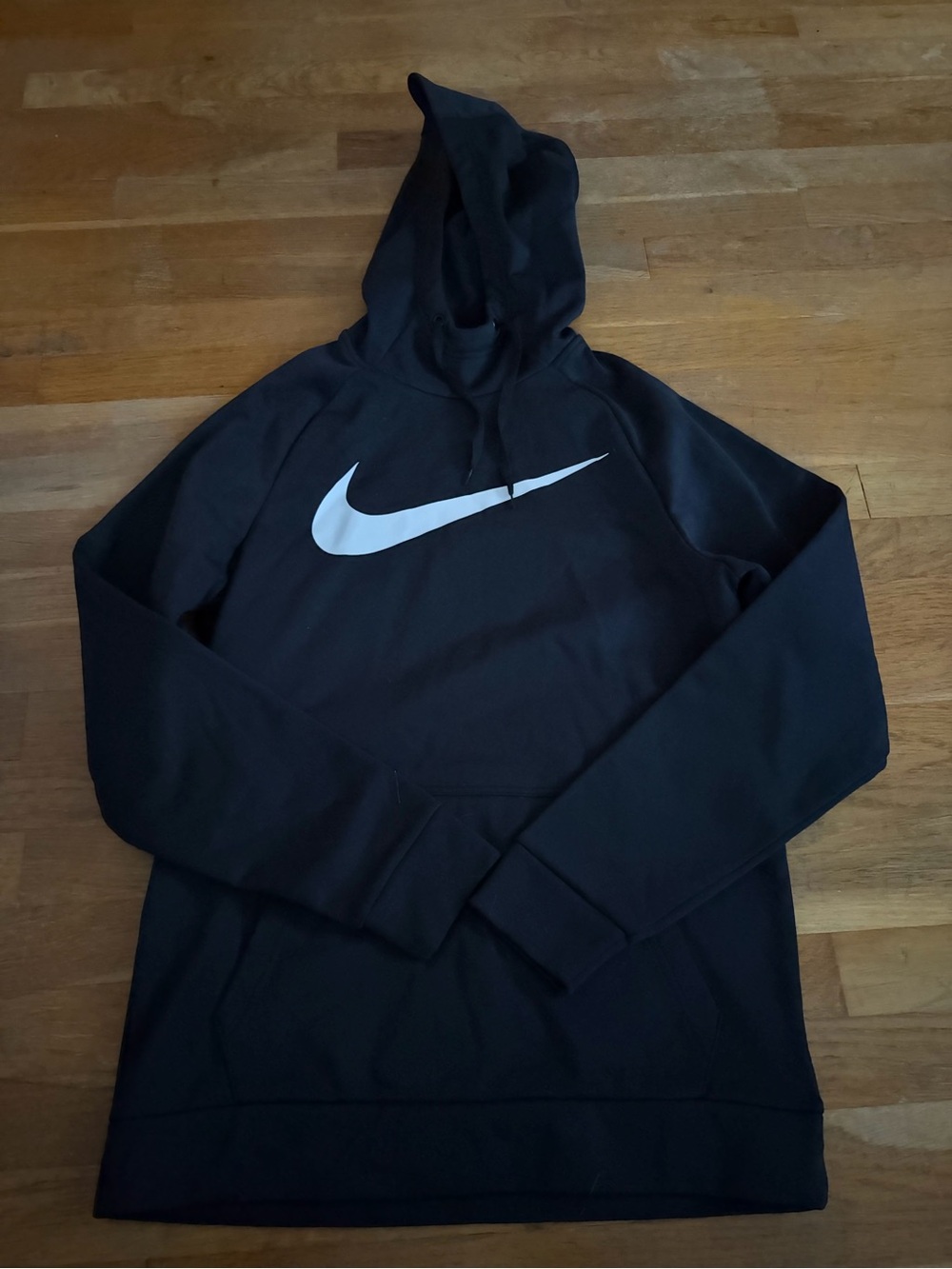 Nike Men’s Small Black Hoodie with White Swoosh Logo